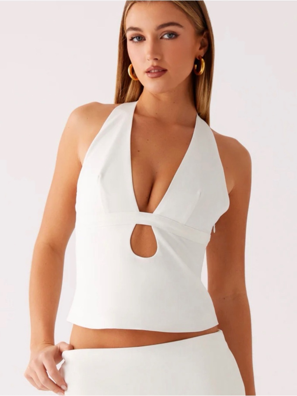 Peppermayo White Mirna Halter Top Size 12